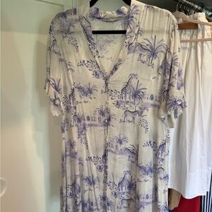 All Saints Purple and White Print Dress